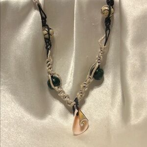 Handcrafted Shell Pendant Necklace Braided cord